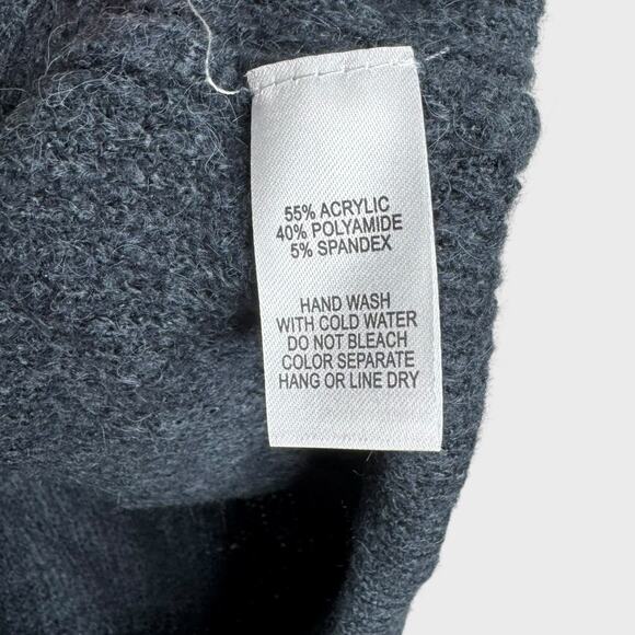 Lulus Small Dark Slate Blue V-Neck Sweater Knit Dolman Sleeve Relaxed Fit Boho - Picture 5 of 9